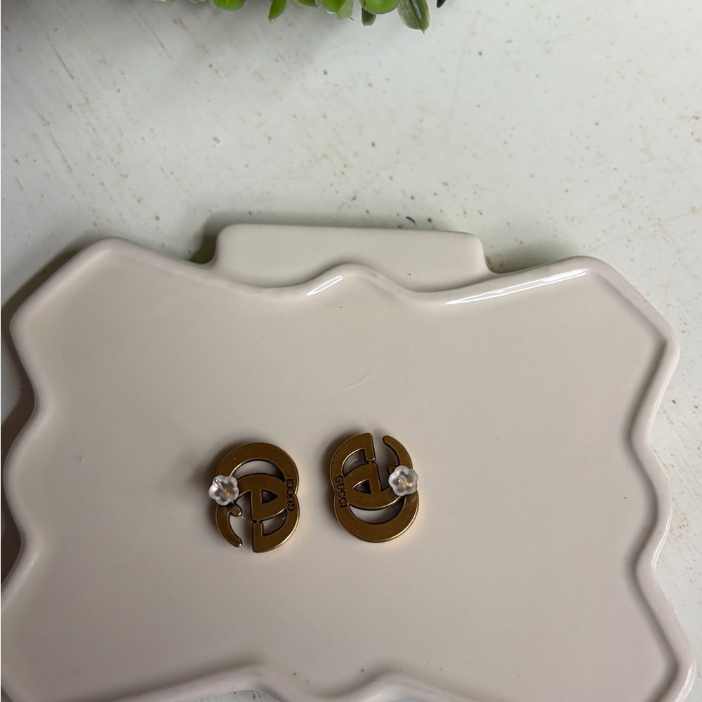 Gold-Tone Interlocking Logo Stud Earrings